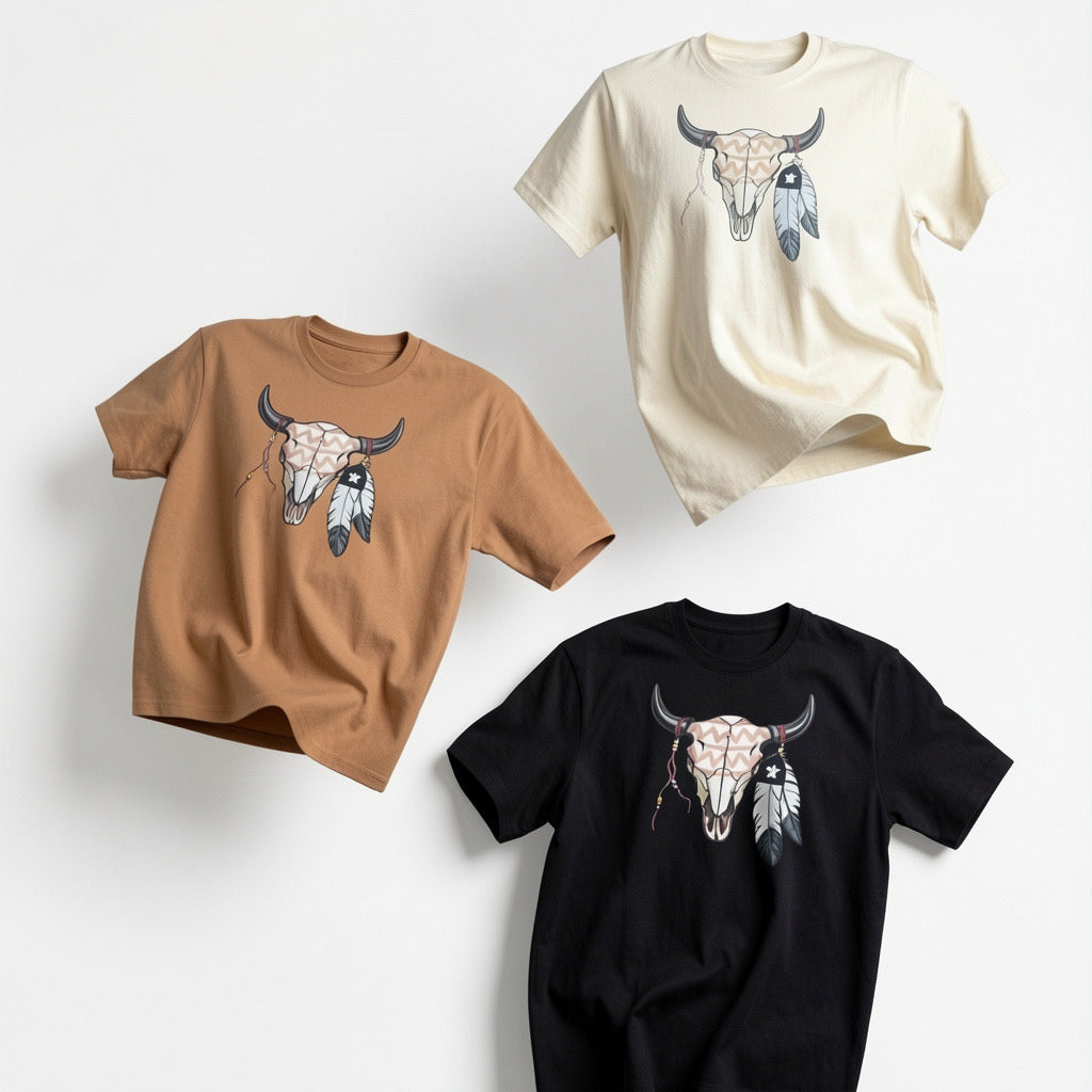 KIT COM 3 CAMISETAS PIMA - CABECA DE BOI