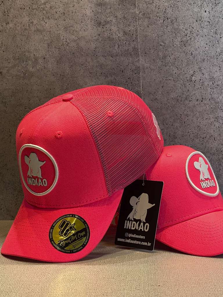 Boné Trucker - Silhueta - Rosa Fluor