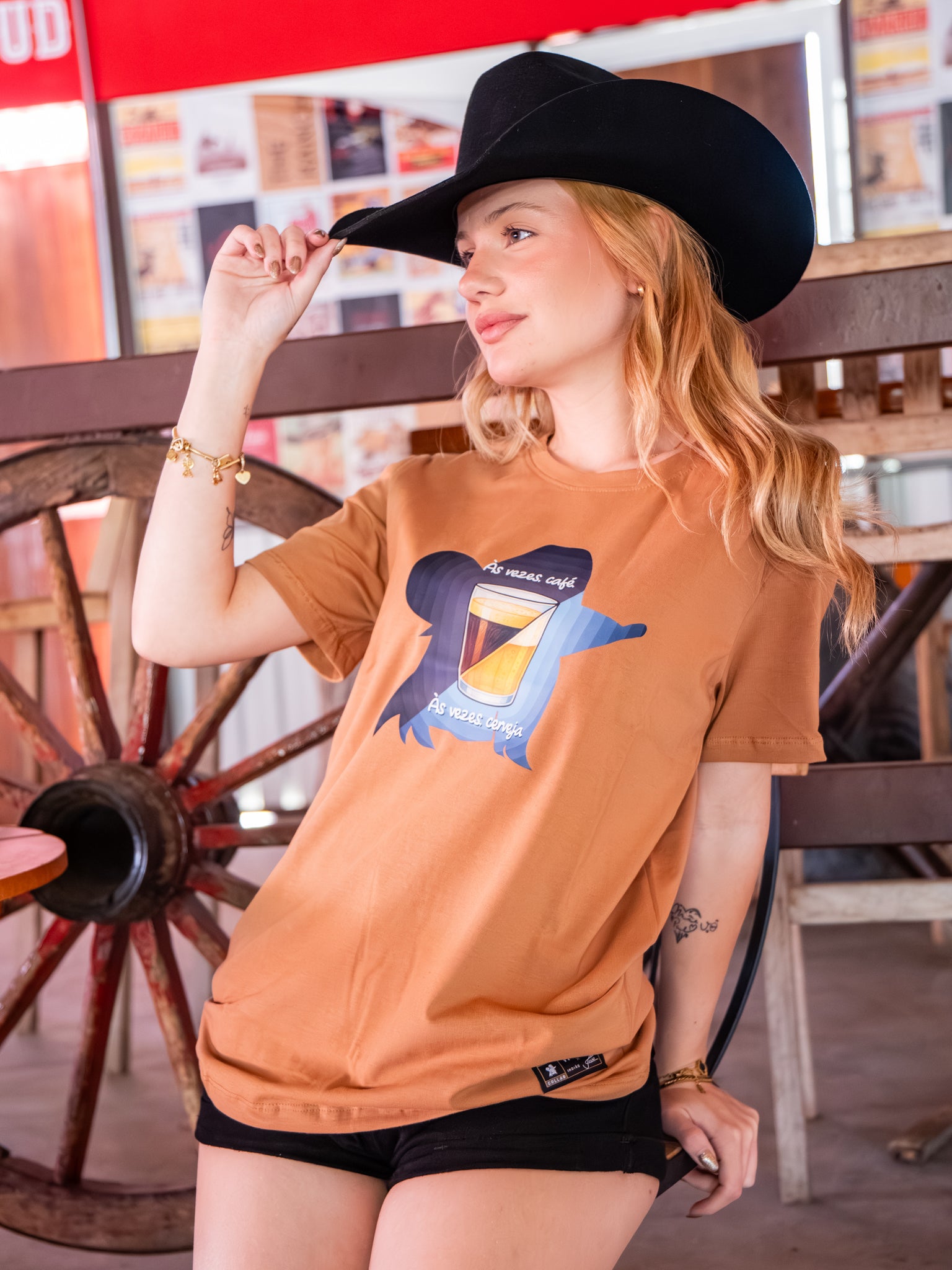 Camiseta Feminina Algodao Pima com Elastano - Cafe e Cerveja