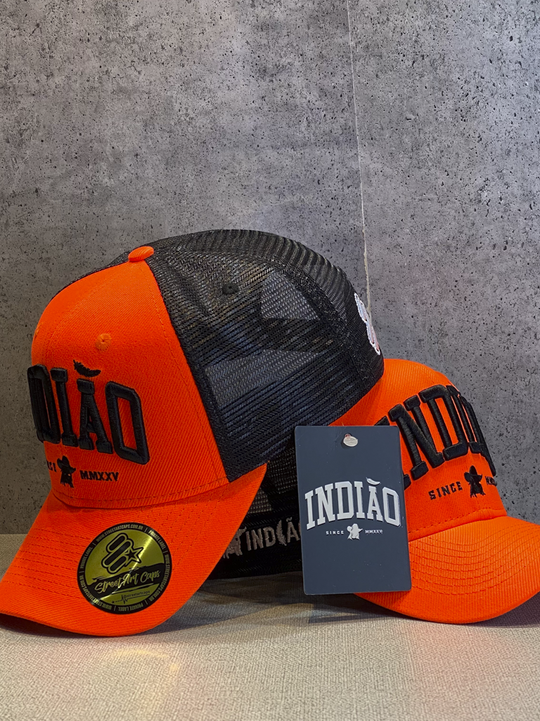 Boné Trucker - Indiao - Laranja Fluor