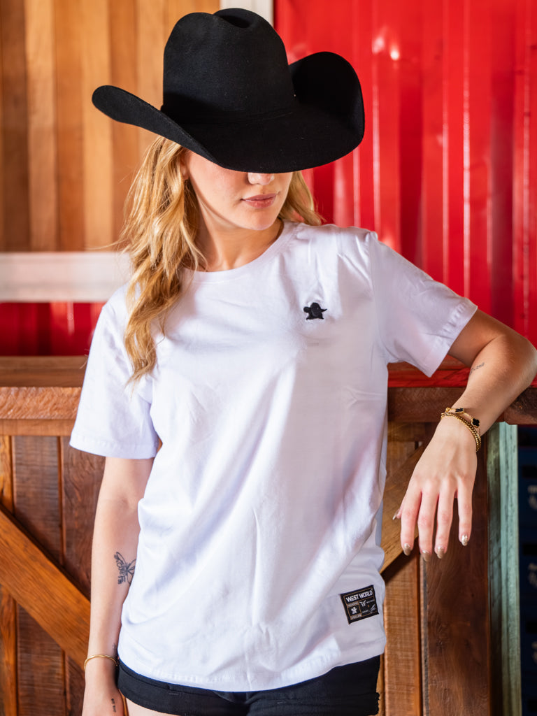 Camiseta Feminina Algodao Pima com Elastano - Basica Bordada