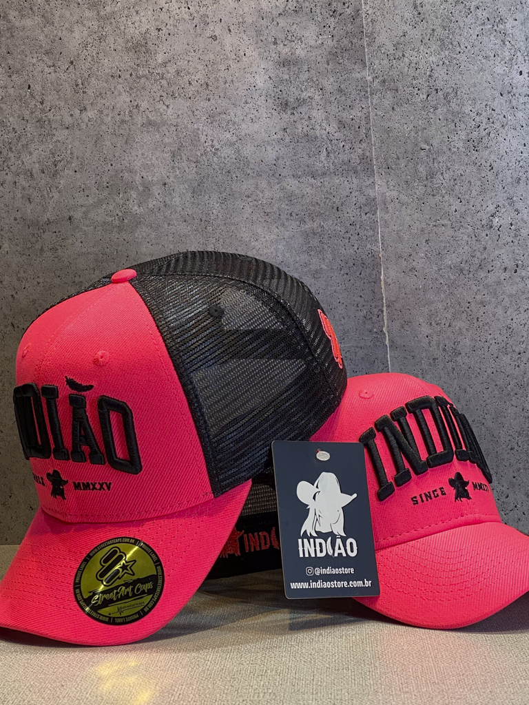 Boné Trucker - Indiao - Rosa Fluor