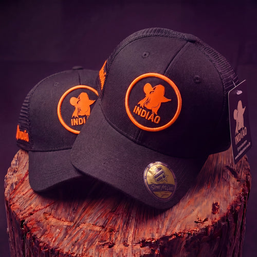 Boné Trucker - Silhueta - Preto e Laranja – Indião Store