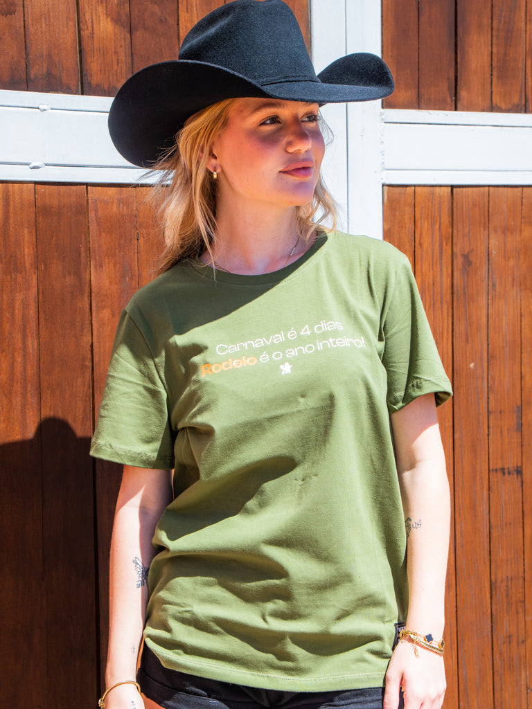 Camiseta Feminina Algodao Pima com Elastano - Carnaval 4 dias