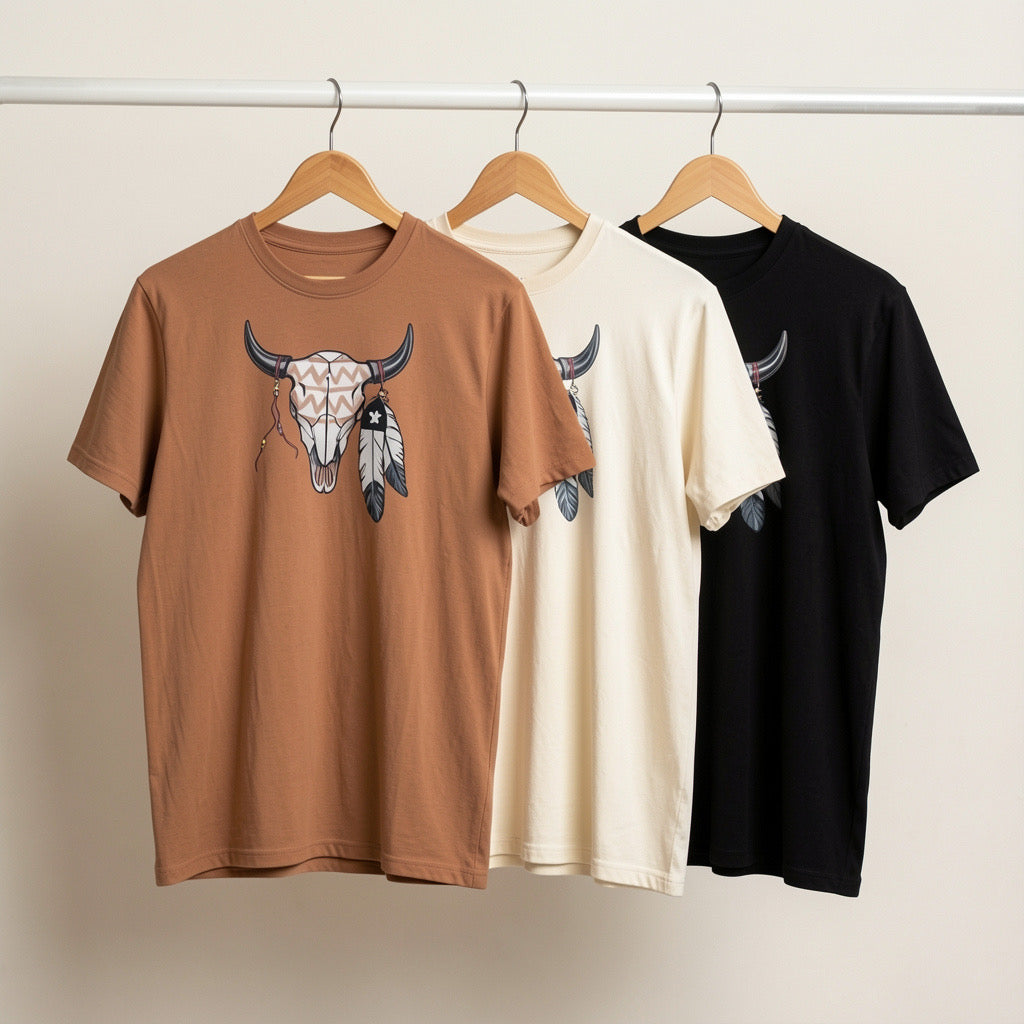 KIT COM 3 CAMISETAS PIMA - CABECA DE BOI