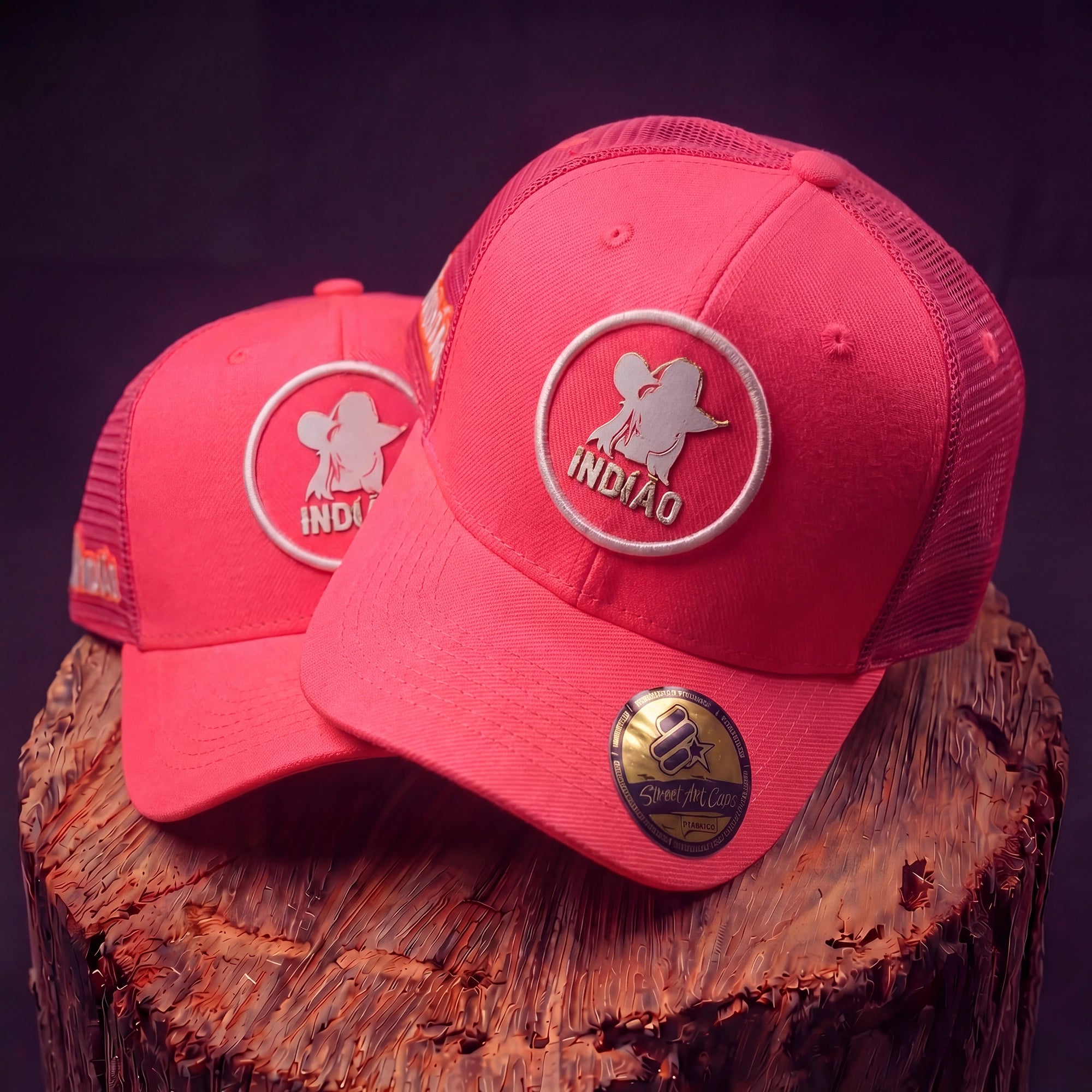 Boné Trucker - Silhueta - Rosa Fluor