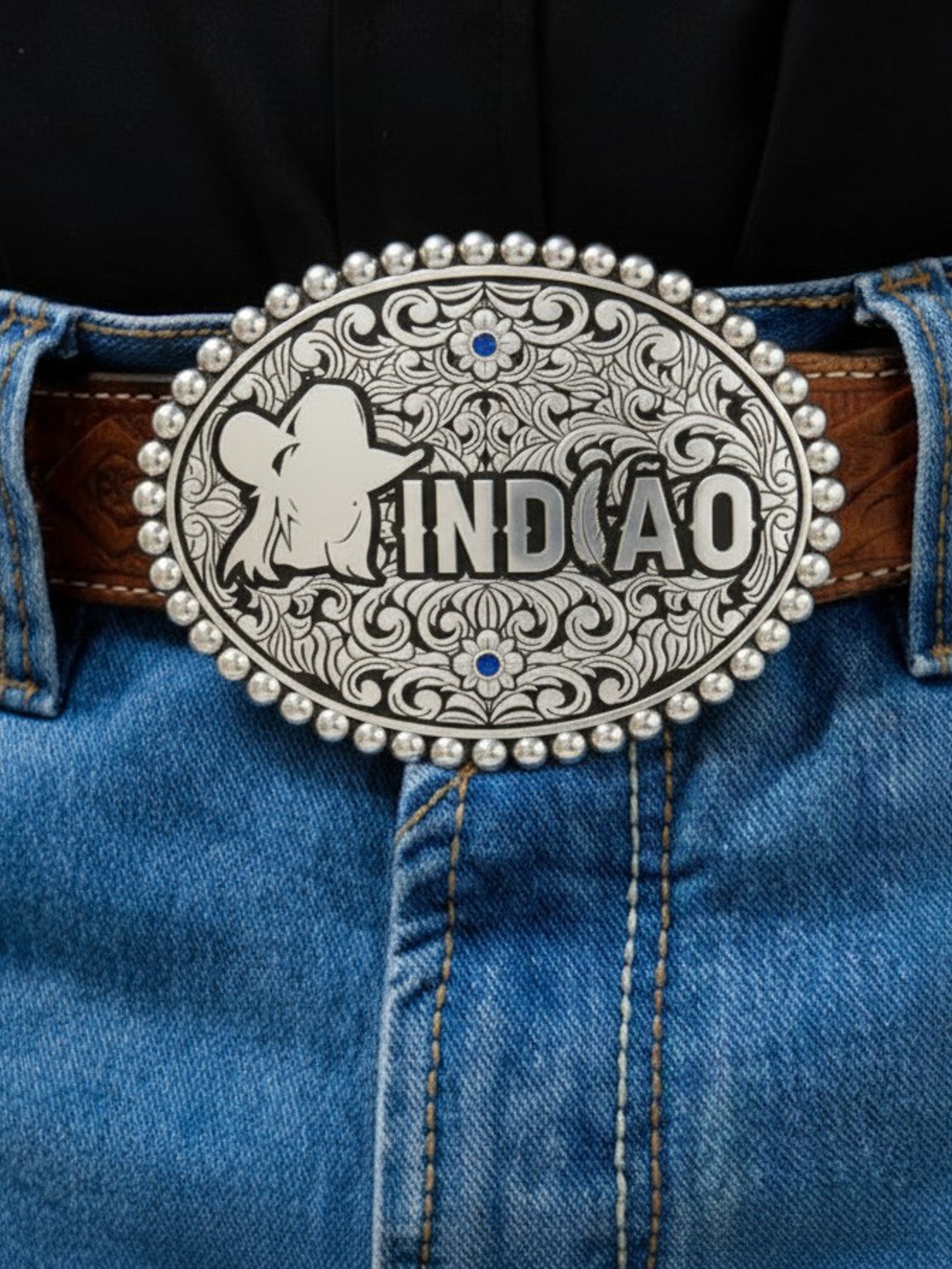 Fivela Country Indiao Premium Prata 12x9,4cm