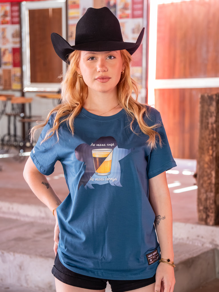 Camiseta Feminina Algodao Pima com Elastano - Cafe e Cerveja