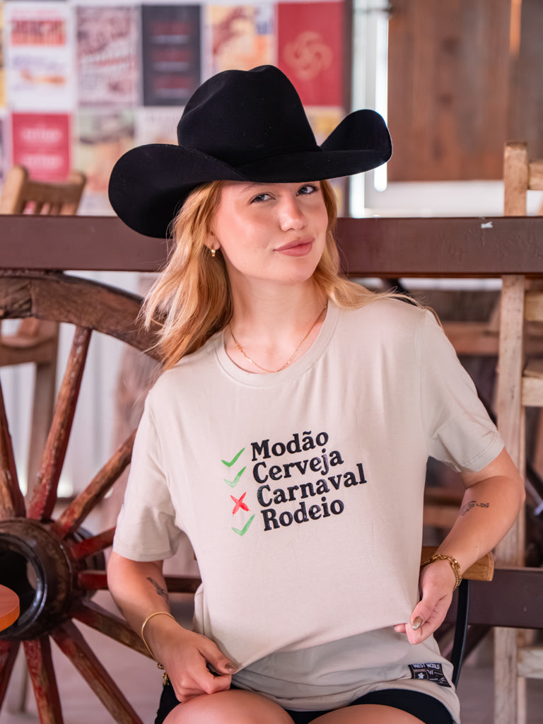 Camiseta Feminina Algodao Pima com Elastano - Modao Cerveja e Rodeio