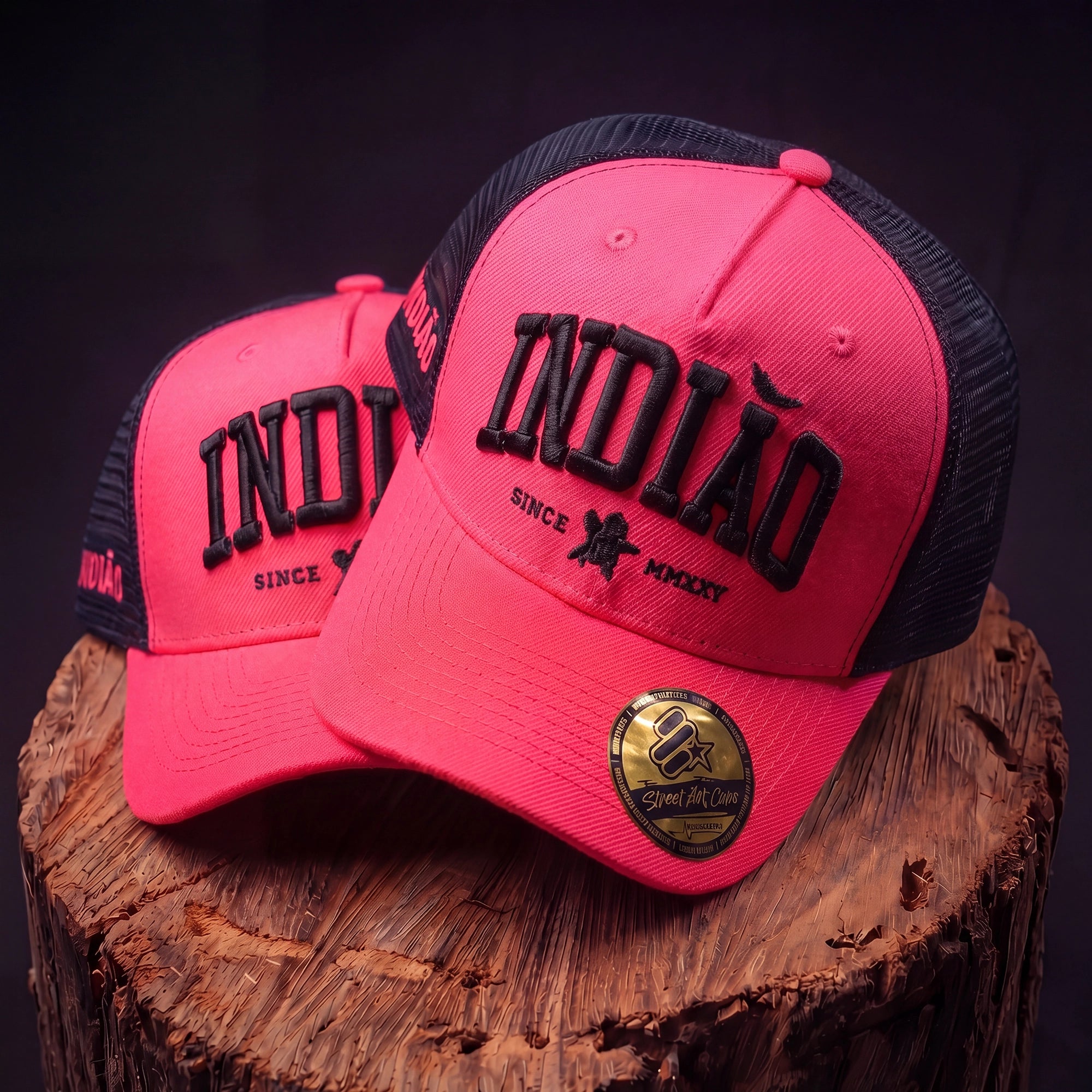 Boné Trucker - Indiao - Rosa Fluor
