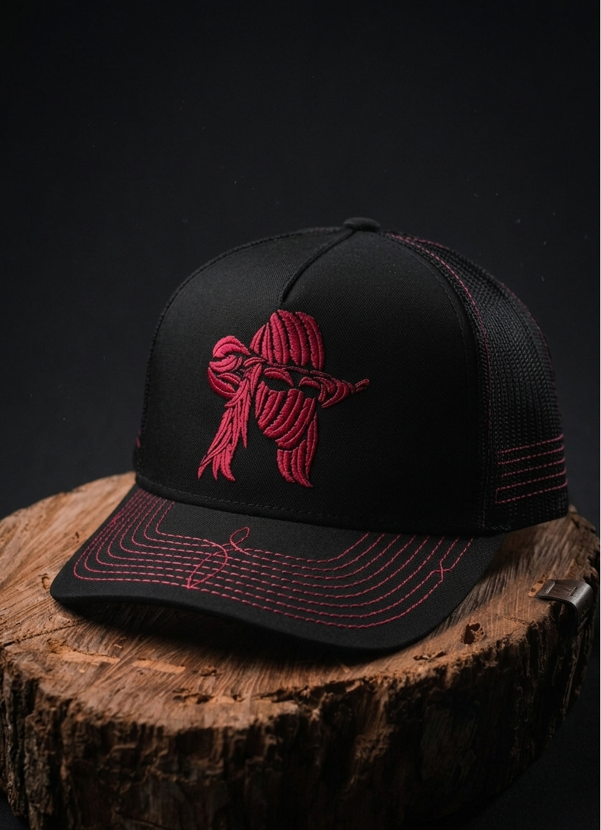 Boné Trucker - Pena - Preto e Rosa