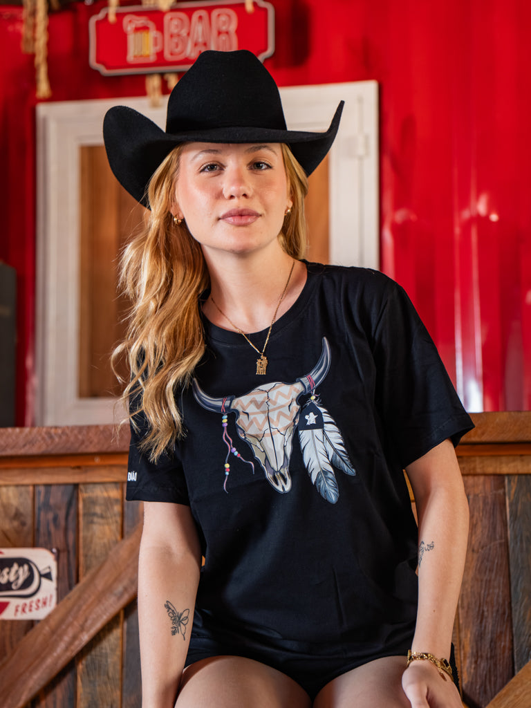 Camiseta Feminina Algodao Pima com Elastano - Cabeca de Boi